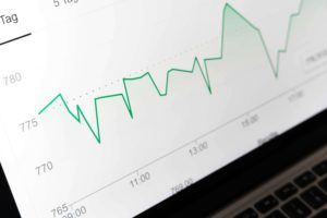line graph on laptop